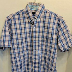 Tailorbyrd Collection Size M Button-Up Blue Orange Purple Plaid Men's